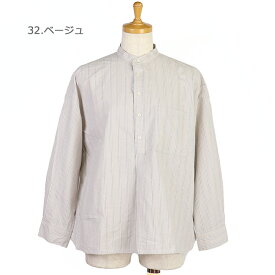 【SALE セール 20％OFF】Dana Faneuil ダナファヌル レディース ストライプバンドカラーシャツ D-6320303