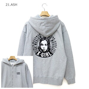 X-girl �G�b�N�X�K�[�� ���f�B�[�X CIRCLE MESSAGE AND FACE ZIP UP SWEAT HOODIE �W�b�v�p�[�J�[ 105261012016