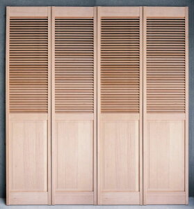 【木製 4枚(左右引き分け)折戸】オリジナル木製クローゼットドア ハーフルーバー 1424 W1825