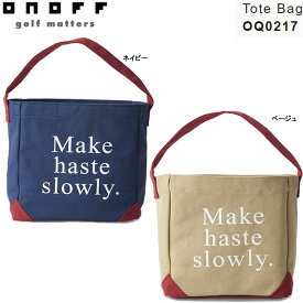 オノフ ゴルフ 目土袋 トートバッグ OQ0217 Tote Bag 天然素材 綿 綿帆布 味わい ネイビー ベージュ 外側 ポケット ONOFF GOLF 25ET