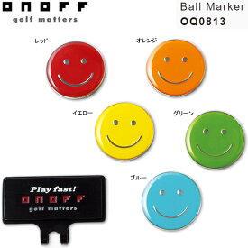 オノフ ゴルフ ボールマーカー OQ0813 スマイル Ball Marker ONOFF GOLF レッド オレンジ イエロー グリーン ブルー 小型 軽量 視認性 グリーン 映える 25ET YPP