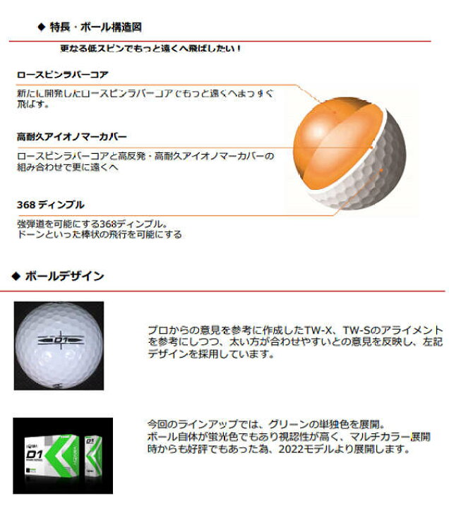 楽天市場 22年モデル 本間ゴルフ ホンマ D1ボール グリーン １ダース 12球入り Honma Ball Japan Net Golf 楽天市場店
