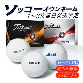 名入れ ゴルフボール ソッコーオウンネーム タイトリスト プロV1 / プロV1X 23年モデル 1ダース(12球) 1〜3営業日発送 ラッピング titleist PRO 23B ギフト