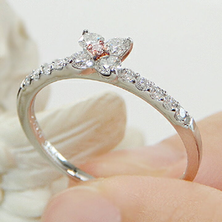 楽天市場】Pt900【0.40ct】天然ピンクダイヤモンド フラワー リング  