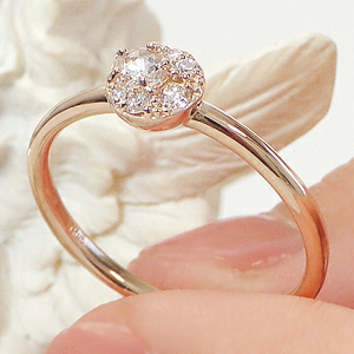楽天市場】K18PG【0.18ct】ローズカットダイヤモンド クレセント 
