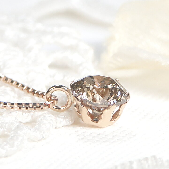 楽天市場】K18PG 一粒 ブラウン ダイヤモンド ネックレス【0.5ct 