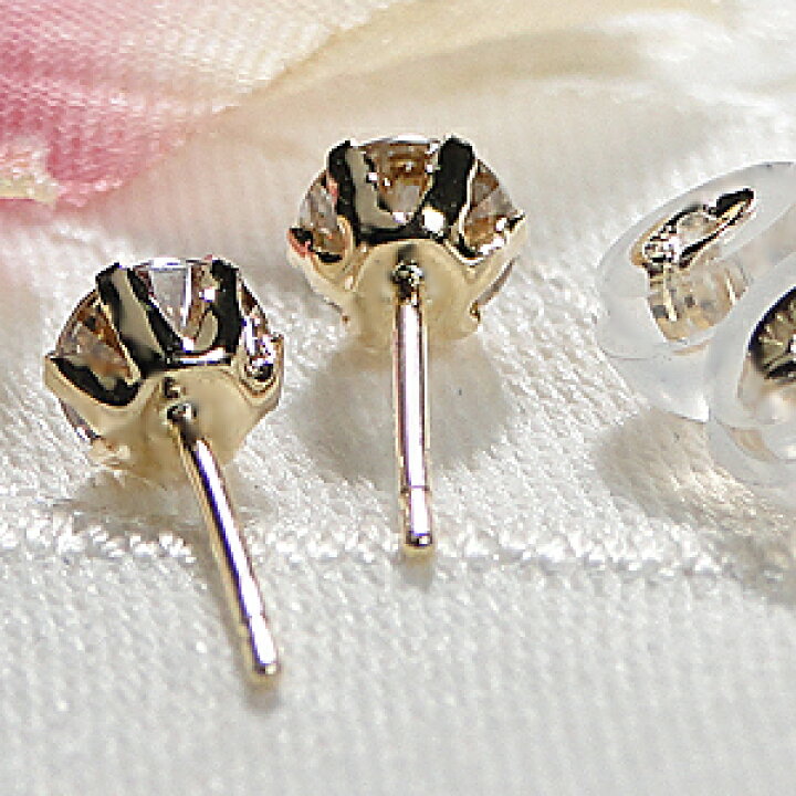 楽天市場】K18YG【0.50ct】一粒ダイヤモンド スタッドピアス Wロック  