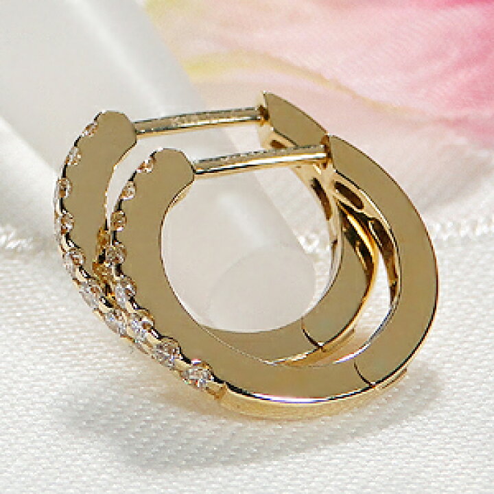 楽天市場】K18YG 【0.2ct】ダイヤモンド フープ ピアス 【送料無料 