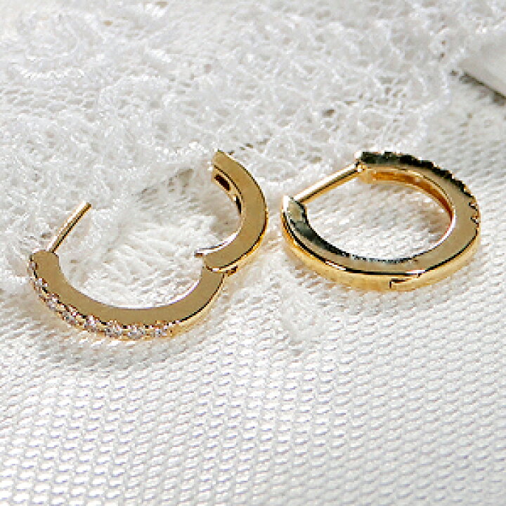 楽天市場】K18YG 【0.2ct】ダイヤモンド フープ ピアス 【送料無料 