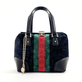 GUCCI グッチ ドクターズバッグ シェリーライン 146002 ハンドバッグ ベロア/レザー ブラック【中古】 レディース