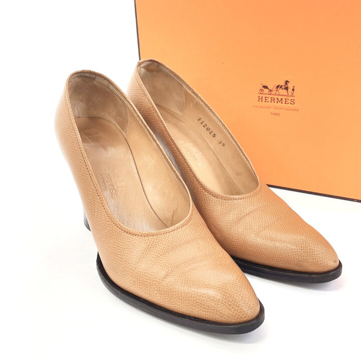 楽天市場】HERMES エルメス パンプス レザー ブラウン【中古 