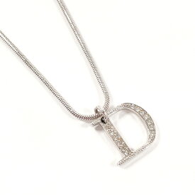 Christian Dior クリスチャンディオール Dロゴ ネックレス メタル/ラインストーン シルバー【中古】 レディース