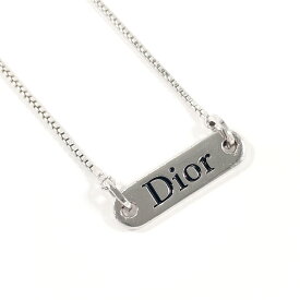 Christian Dior クリスチャンディオール ロゴプレート ネックレス メタル シルバー【中古】 レディース