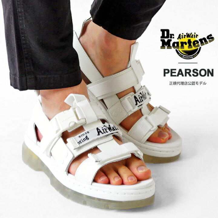 楽天市場 限定クーポン発行中 Off 正規販売店 ドクターマーチン サンダル Dr Martens メンズ グルカサンダル 厚底 本革 レザー 厚底サンダル 靴 シューズ ベルクロ ストラップ Pearson ペアソン 白 ホワイト J Pia