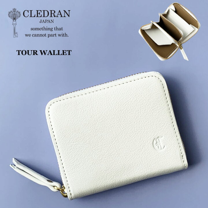 楽天市場 クーポン対象外 クレドラン 財布 コンパクト レディース Cledran ラウンドファスナー ミニ財布 本革 レザー ウォレット 小銭入れ付き 白 ホワイト トゥール Tour Wallet Cl3269 2666 22ss 新作 J Pia