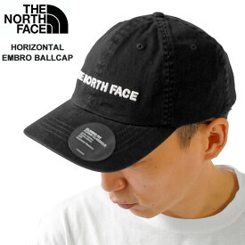 ノースフェイス キャップ 帽子 メンズ レディース THE NORTH FACE ブランド ベースボールキャップ ローキャップ ロゴ刺繍 HORIZONTAL EMBRO BALLCAP (NF0A5FY1) JK3 黒/ブラック