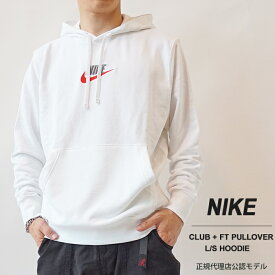 最大3000円クーポンプレゼント！ ナイキ スウェット パーカー メンズ NIKE クラブ + FT プルオーバー L/S フーディ LBR FB7789 100 フード 長袖 ロゴ刺繍 裏パイル ホワイト ≪★返品交換対象外≫