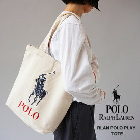 ラルフローレン トートバッグ レディース メンズ POLO RALPH LAUREN RLAN POLO PLAY TOTE 9AR018 W2U ビッグポニー プリント キャンバス トート バッグ ファスナー付き 【2024SS 新作】