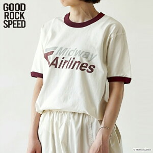 �y��12%OFF�N�[�|�����s���I�z�O�b�h���b�N�X�s�[�h GOOD ROCK SPEED Midway Airlines T-SHIRT �����K�[ T�V���c ���f�B�[�X �t �� ���� �v�����g �g�b�v�X �J�b�g�\�[ �� �z���C�g �t���[�T�C�Y 26MDA001W �y