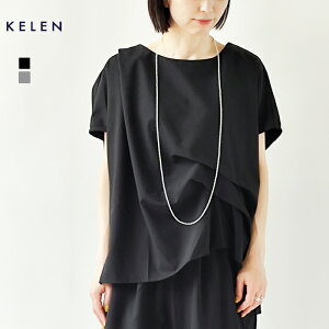 �P���� KELEN �t�����`�X���[�u �^�b�N �g�b�v�X FED ���f�B�[�X �t �� ���� �h���[�v �u���b�N BLACK �O���[ GRAY �t���[�T�C�Y LKL26SBL2297�y2026SS-WOMEN�z�y�l�R�|�X�Ώہz