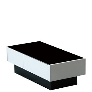 100cm幅 センターテーブル ローテーブル リビングテーブル ガラステーブル 引き出し フルオープンレール付き 収納付き MDF 強化ガラス ブラック塗装 エナメル塗装 鏡面 艶 強化紙 北欧モダン