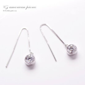 【P10倍】ピアス レディース 14k K14 WG キュービックジルコニアジルコニア一粒ピアス ホワイトゴールド 上品 カジュアル パーティー 誕生日プレゼント 女性 20代 30代 40代 50代 アクセサリー おしゃれ おすすめ シンプル 普段用 大人イエベ ブルベ