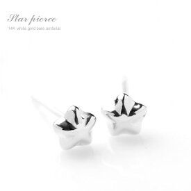 【P10倍】ピアス レディース 星 スター 4mm 14k K14 WG 14金 地金ピアス スタッドピアス 職場 オフィスカジュアル (18金、18k、ホワイトゴールド製) 上品 フォーマル パーティー 誕生日プレゼント 女性 20代 30代 40代 50代 アクセサリー おしゃイエベ ブルベ