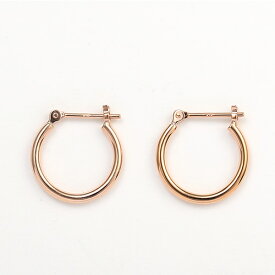 ピアス レディース フープピアス パイプ 小さめ 細 太 18kピアス K18 PG 太さ1.5mmx直径13mm 18金 ピンクゴールドピアス 女性 20代 30代 40代 50代 メンズ 男性用 ジュエリー おしゃれ おすすイエベ ブルベ