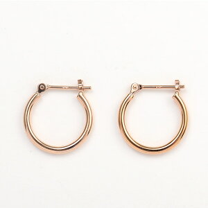 ピアス レディース フープピアス パイプ 小さめ 細 太 18kピアス K18 PG 太さ1.5mmx直径13mm 18金 ピンクゴールドピアス 女性 20代 30代 40代 50代 メンズ 男性用 ジュエリー おしゃれ おすすイエベ ブ