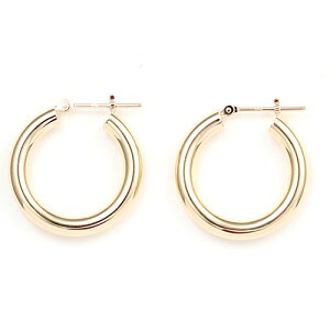 【P10倍】ピアス レディース フープピアス パイプ 小さめ 細 太 18k K18 太さ3mmx直径20mm 18金 イエローゴールド 女性 20代 30代 40代 50代 メンズ 男性用 ジュエリー おしゃれ おすすめ シンプル 普