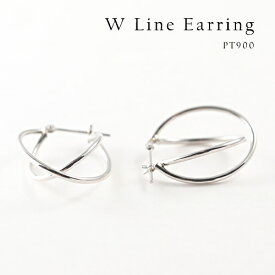 【P10倍】ピアス レディース フープピアス 2連 ダブル PT900 地金ピアス 細 太 上品 フォーマル パーティー 女性 20代 30代 40代 50代 おしゃれ おすすめ シンプル 普段用 大人 日本製イエベ ブルベ