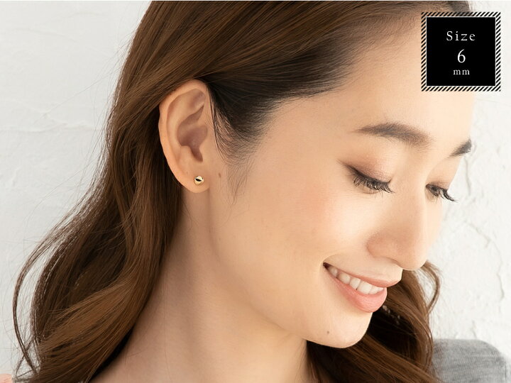 楽天市場】【P5倍】ピアス レディース 丸玉 18k K18YG 6mm 丸玉ピアス 