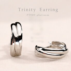 ピアス レディース フープピアス 幅広 細 太 トリニティピアス トリニティーピアス トリコロールカラー スリーカラー スリーライン コンビ pt900 地金ピアス プラチナイエベ ブルベ