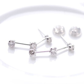 【P10倍】ピアス レディース ダイヤモンドピアス ダイヤピアス スリーストーン18k K18 ホワイトゴールド 2WAY スタッドピアス (total 0.50ct） 女性 20代 30代 40代 50代 ジュエリー おしゃれ おすすめイエベ ブルベ