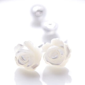 【P5倍】ピアス レディース 白チョウピアス 8mm バラピアス 14k K14 WG ホワイトゴールド スタッドピアス 金属アレルギー対応 アレルギー対策 おしゃれ おすすめ 大人 シンプル 普段用 女性 20代 30代 40代 50代イエベ ブルベ