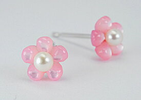 【P10倍】ピアス レディース 淡水パールピアス 真珠ピアス/ ピンク白蝶貝 フラワーピアス 14k K14ホワイトゴールド 金属アレルギー対応 アレルギー対策 おしゃれ おすすめ 大人 シンプル 普段用 女性 20代 30代 40代 50代 日本製イエベ ブルベ