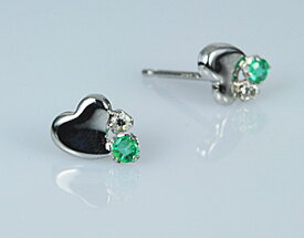 【P10倍】ピアス レディース ハート エメラルドピアス ホワイトトパーズ 14k K14 14金 ホワイトゴールド 揺れる おしゃれ おすすめ 大人 シンプル 普段用 女性 20代 30代 40代 50代 日本製イエベ ブルベ