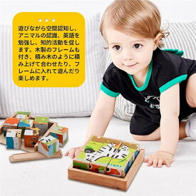 キューブパズル 3D立体パズル 木製 積み木 アニマル 9コマ 子供向け 知育玩具 動物 男の子 女の子 教具 形合わせ 木のおもちゃ 誕生日プレゼント 送料無料