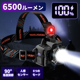 【クーポンで2,280円】ヘッドライト 充電式 LEDヘッドランプ ヘッド ライト 40時間点灯 センサー機能 高輝度 6モード 明るい ヘッドランプ ledヘッドライト USB充電式 防水 電池残量表示 アウトドア キャンプ 登山 防災 サイクリング ハイキング 小型 軽量 懐中電灯
