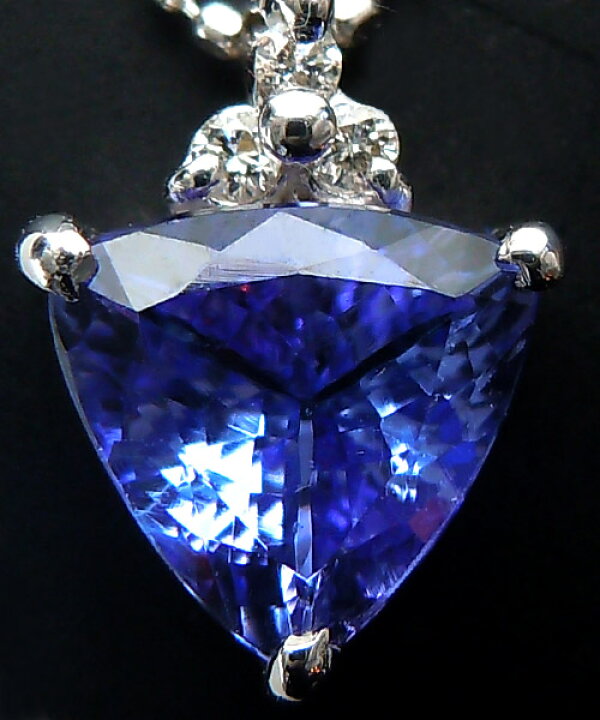 極上13.18ct タンザナイト 1.09ct ダイヤ K14WG ネックレス K18PG 