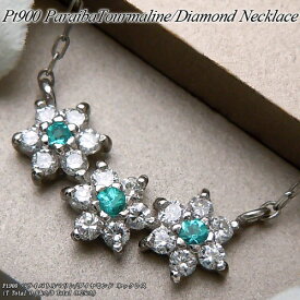 『ジュエリークイーン』プラチナ (Pt850) パライバトルマリン/ダイヤモンド ネックレス(T Total 0.04ct/D Total 0.25ct/希少石/レアストーン/お花/フラワー)【ハイクラス】【宝石 ジュエリー】【プレゼント】【刻印無料】*