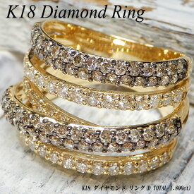 『今だけポイント10倍』イエローゴールド (K18YG) ダイヤモンド リング(D 1.8ct/5連/ハーフエタニティ/幅広/透かし/ブラックメッキ/ライン/ブラウンダイヤ/メンズ)【新作】【ハイクラス】【宝石 ジュエリー】【プレゼント】【刻印無料】*
