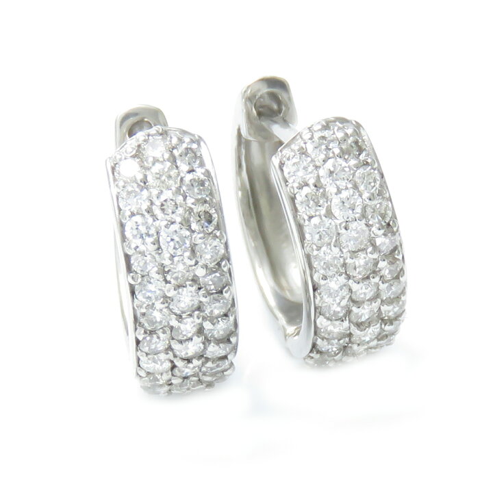 楽天市場】Pt900 パヴェ 中折れ フープ ピアス 0.5ct ダイヤモンド  