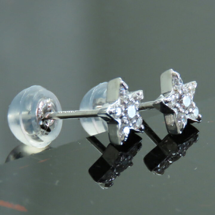 楽天市場】K18WG ダイヤモンド ピアス スタッド 直結式ピアス メンズ 