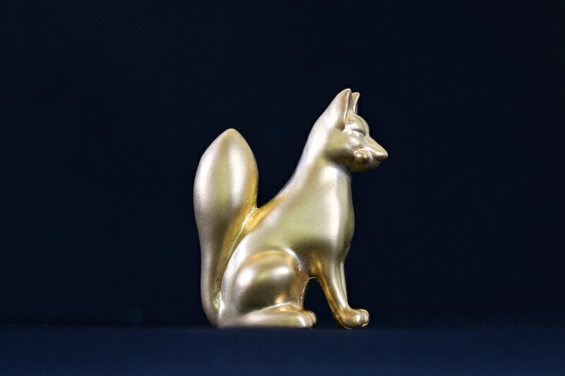 純銀製24金鍍金「金運霊狐」