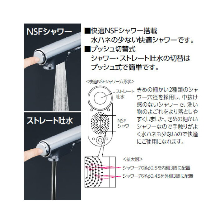 楽天市場】KVK ビルトイン浄水器用シングルシャワー付混合栓 KM5061N  