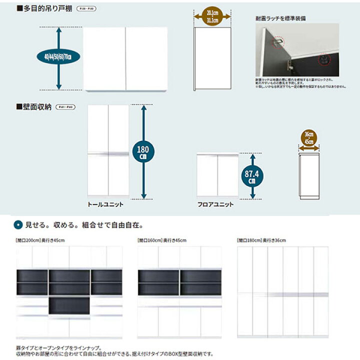 楽天市場】ワンド 多目的吊り戸棚 奥行31.1cmタイプ 間口75cm 高さ60cm 