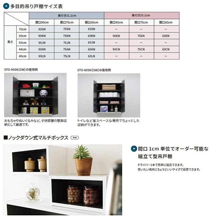 楽天市場】ワンド 多目的吊り戸棚 奥行31.1cmタイプ 間口75cm 高さ60cm 