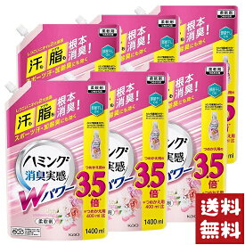 ハミング 消臭実感 Wパワー 柔軟剤 フレッシュフローラルの香り 詰替 超特大 1400ml×6袋セット