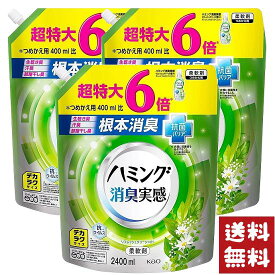 ハミング 消臭実感 柔軟剤 リフレッシュグリーンの香り 詰め替え デカラク 2400ml×3袋セット